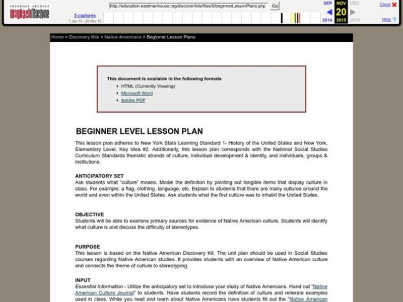 Native Americans Lesson Plan