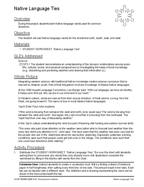 Native Language Ties Lesson Plan