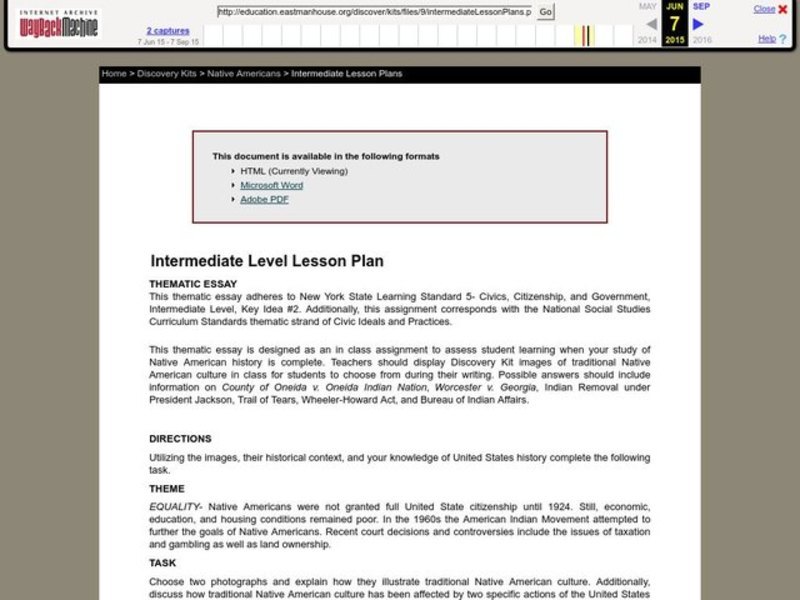 Native Americans Lesson Plan