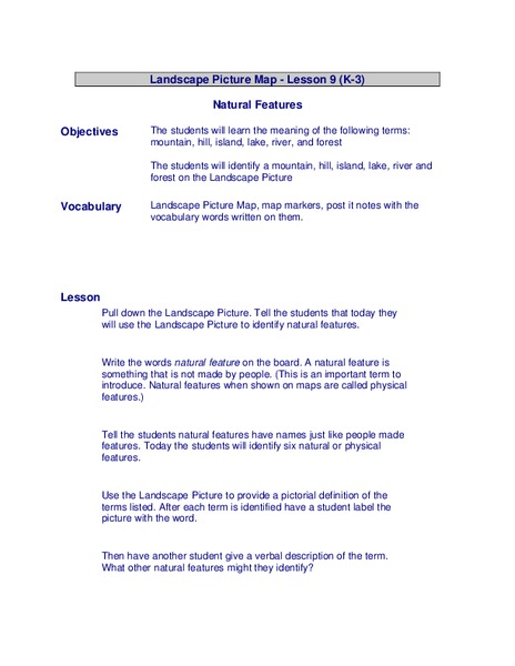 Natural Features Lesson Plan