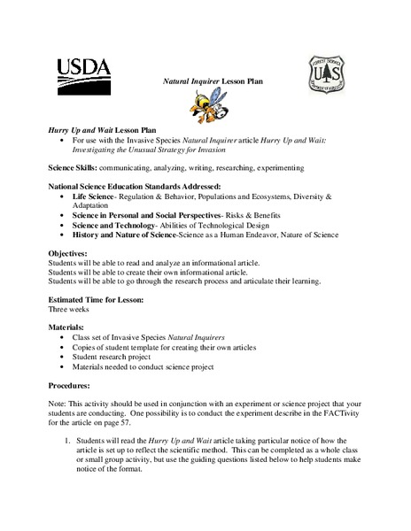 Natural Inquirer Lesson Plan