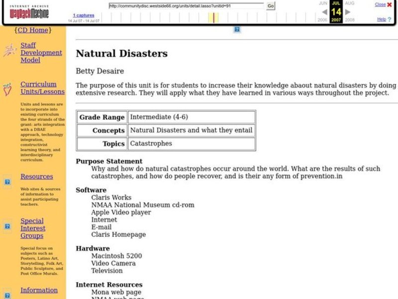 Natural Disasters Lesson Plan
