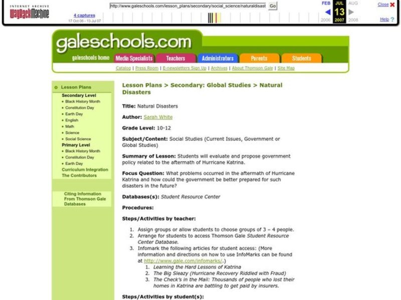 Natural Disasters Lesson Plan