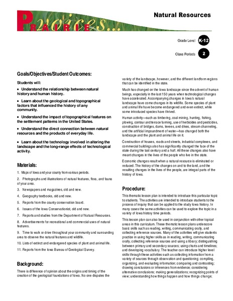 Natural Resources Lesson Plan