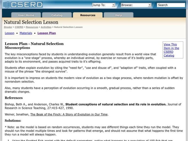 Natural Selection Lesson Plan