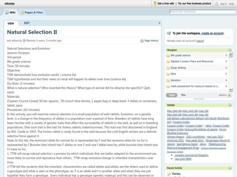 Natural Selection And Evolution Lesson Plan