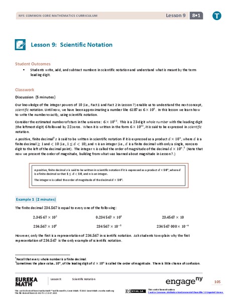 Scientific Notation Lesson Plan