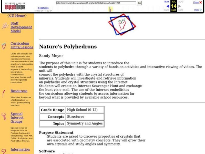 Nature's Polyhedrons Lesson Plan