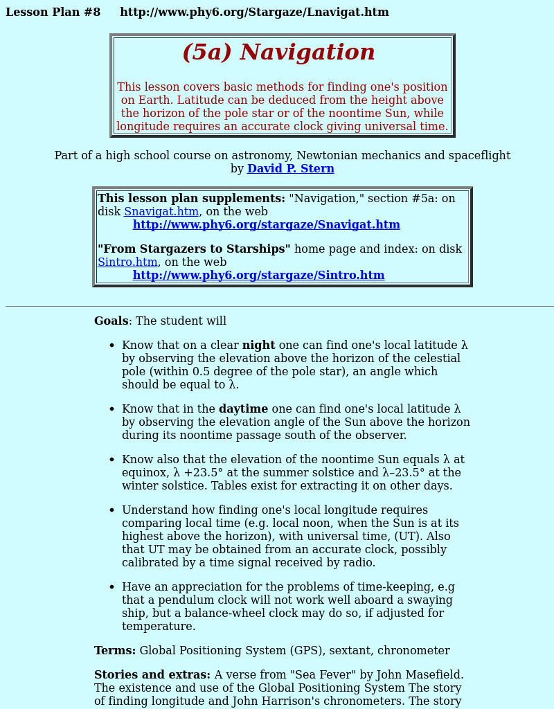 Navigation Lesson Plan