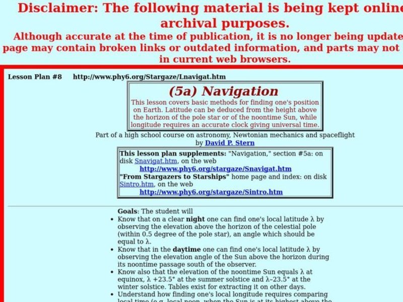 Navigation Lesson Plan