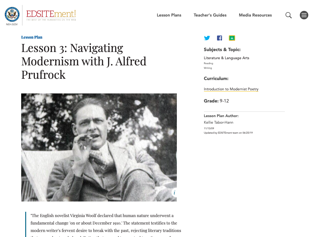 Navigating Modernism with J. Alfred Prufrock Lesson Plan