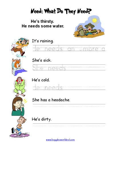 Need: What do they need? Worksheet