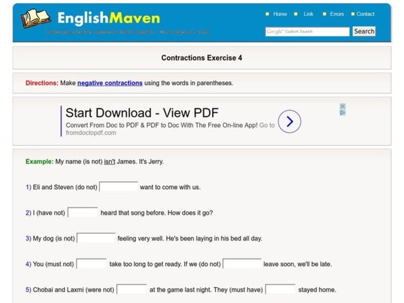 Negative Contractions Interactive