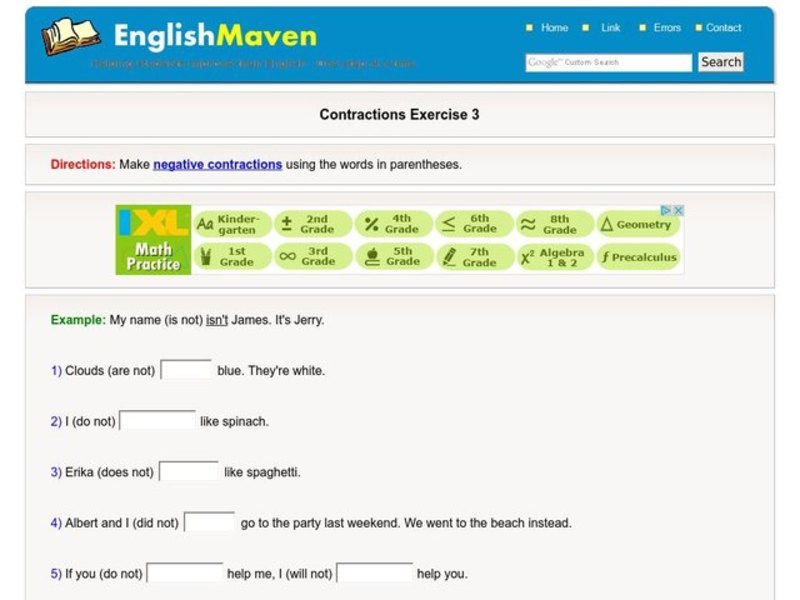 Negative Contractions Interactive