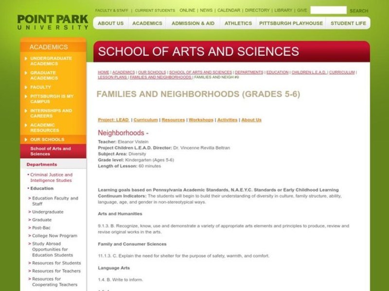 Neighborhoods Lesson Plan