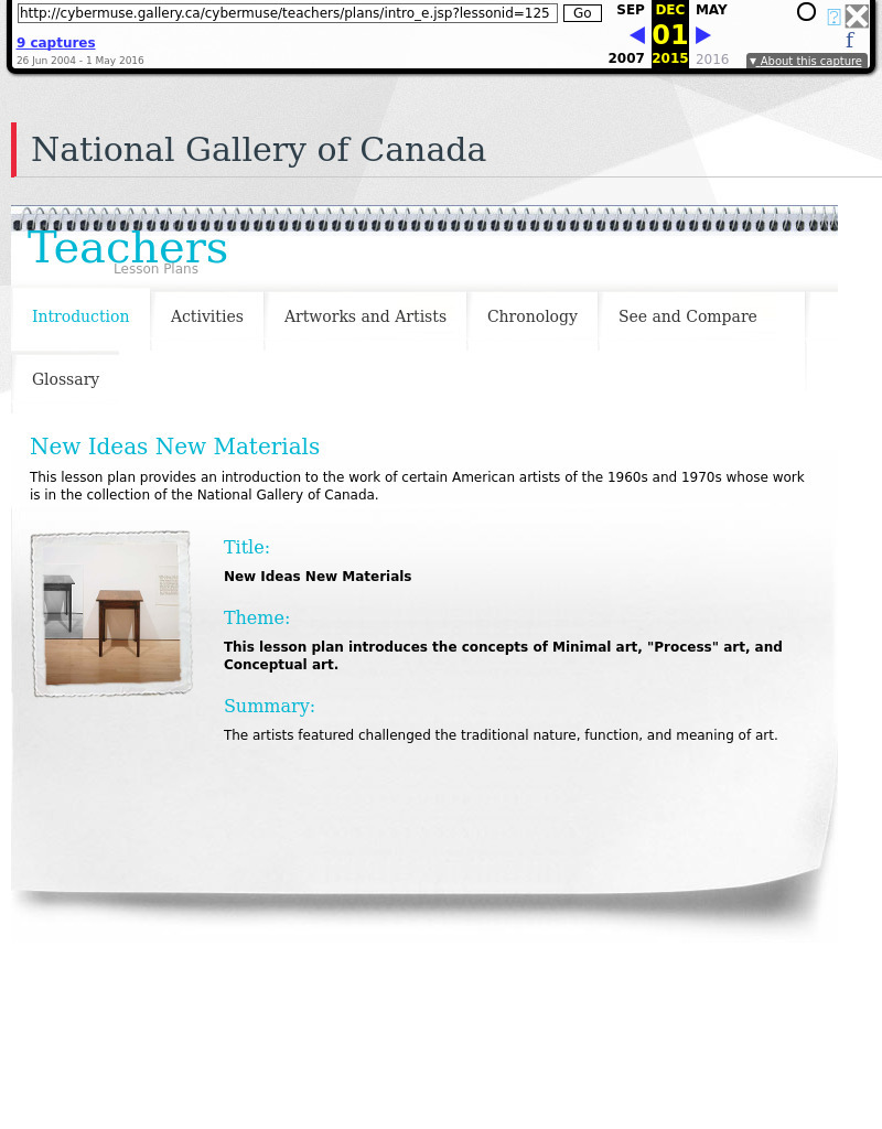 New Ideas, New Materials Lesson Plan