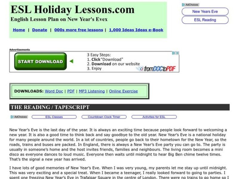 New Year's Eve Worksheet