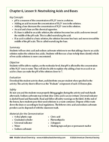 Neutralizing Acids and Bases Lesson Plan