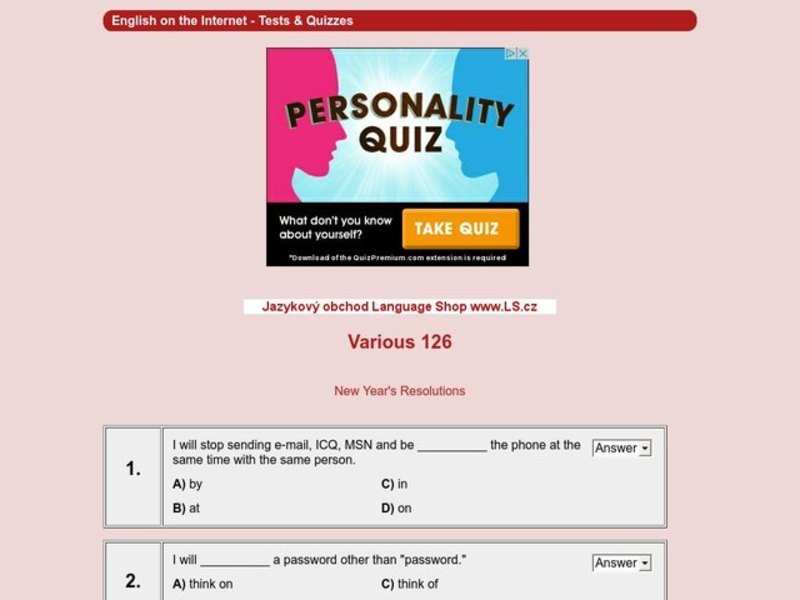 New Year's Resolutions Interactive