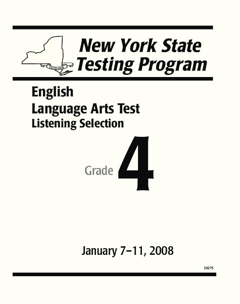 New York State Language Arts Test Grade 4 Worksheet