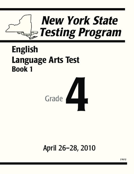 New York State Testing Program: English/Language Arts Book 1, Grade 4 Worksheet