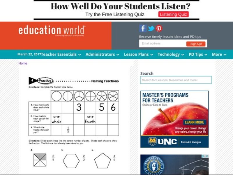 Naming Fractions Lesson Plan