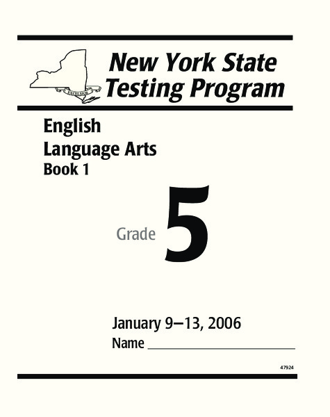 New York State Testing Program: English/Language Arts Book 1, Grade 5 Worksheet