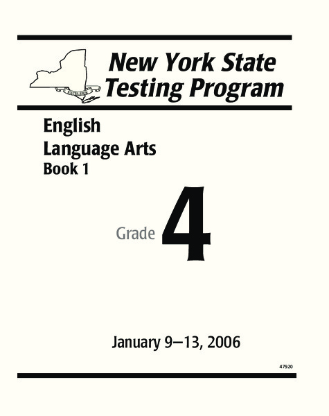 New York State Testing Program: English/Language Arts Book 1, Grade 4 Worksheet