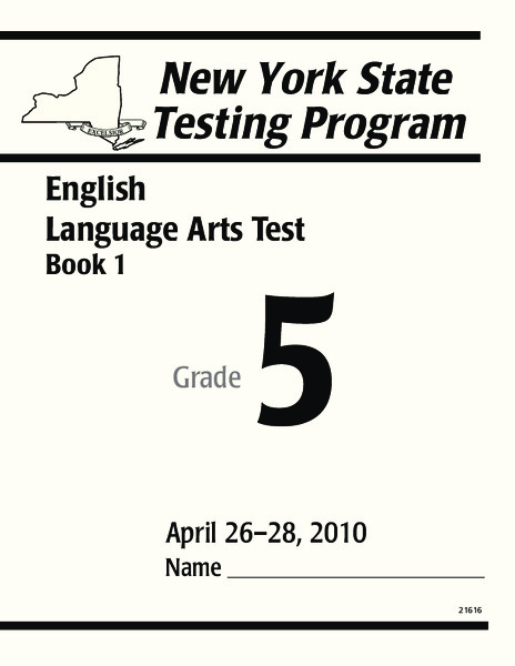 New York State Testing Program: English/Language Arts Book 1, Grade 5 Worksheet