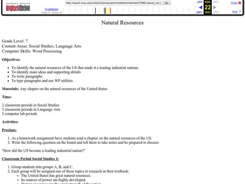 Natural Resources Lesson Plan