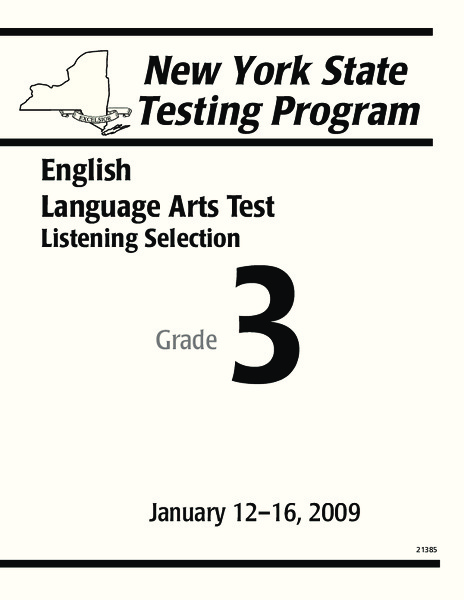 New York State Testing Program: English/Language Arts Listening Selection, Grade 3 Worksheet