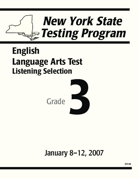 New York State Testing Program: English/Language Arts Listening Selection, Grade 3 Worksheet