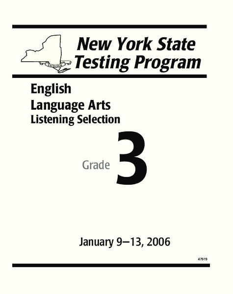 New York State Testing Program: English/Language Arts Listening Selection, Grade 3 Worksheet
