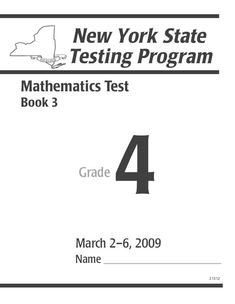 New York State Testing Program: Mathematics Book 3, Grade 4 Worksheet