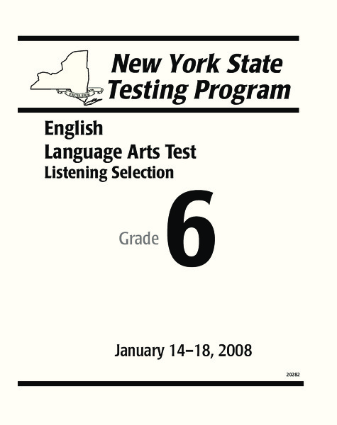 New York State Testing Program: English/Language Arts Listening Selection, Grade 6 Worksheet
