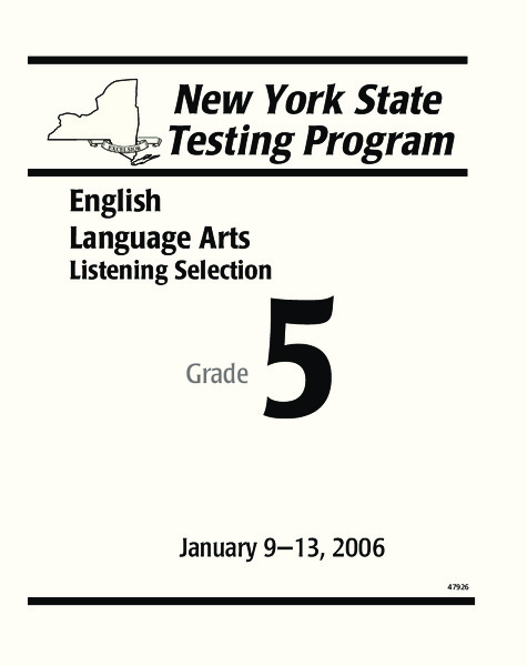 New York State Testing Program: English/Language Arts Listening Selection, Grade 5 Worksheet