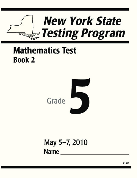 New York State Testing Program: Mathematics Book 2, Grade 5 2008 Worksheet