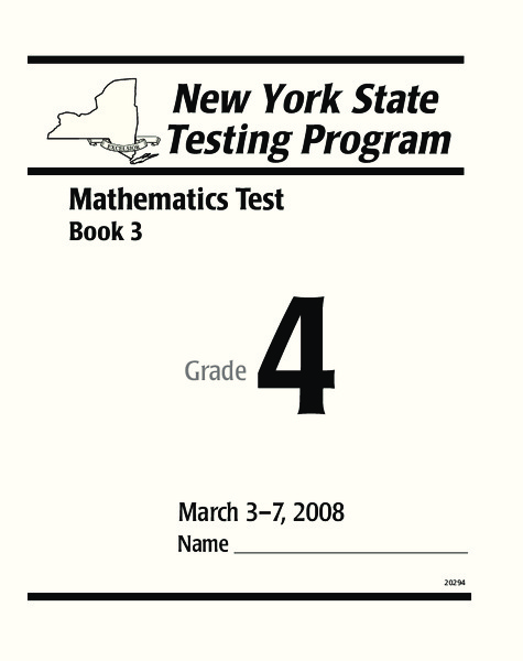 New York State Testing Program: Mathematics Book 3, Grade 4 Worksheet