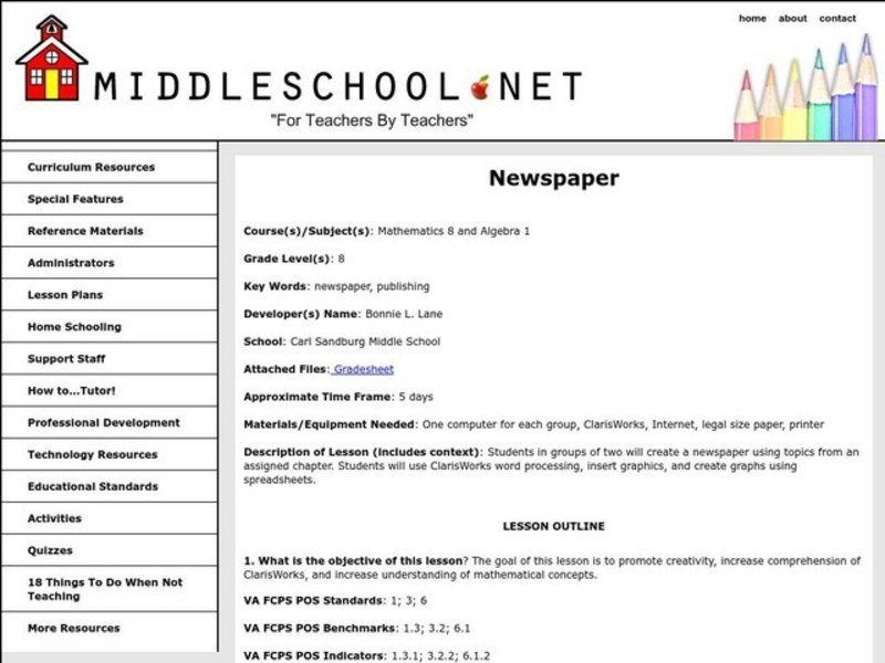 Newspaper Lesson Plan
