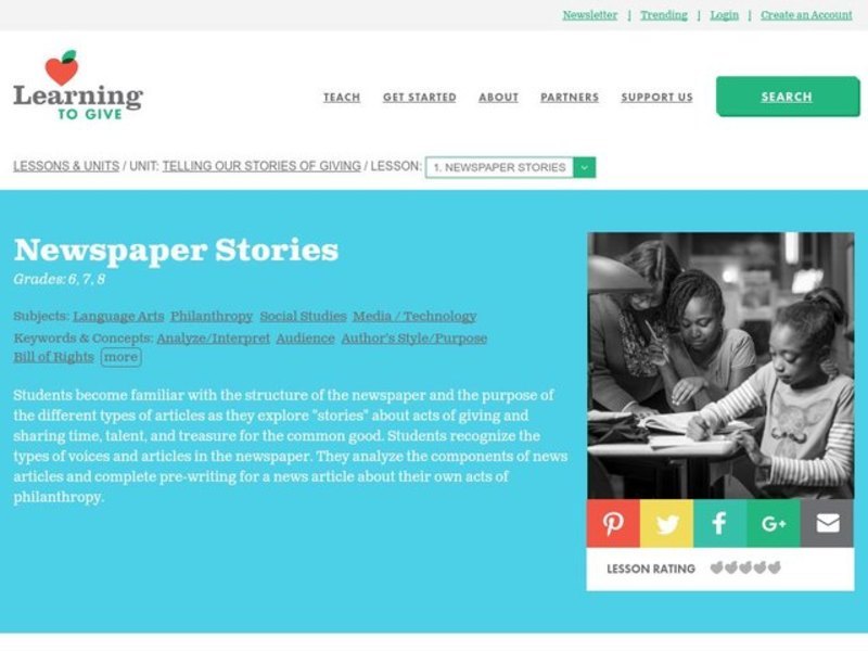 Newspaper Stories Lesson Plan