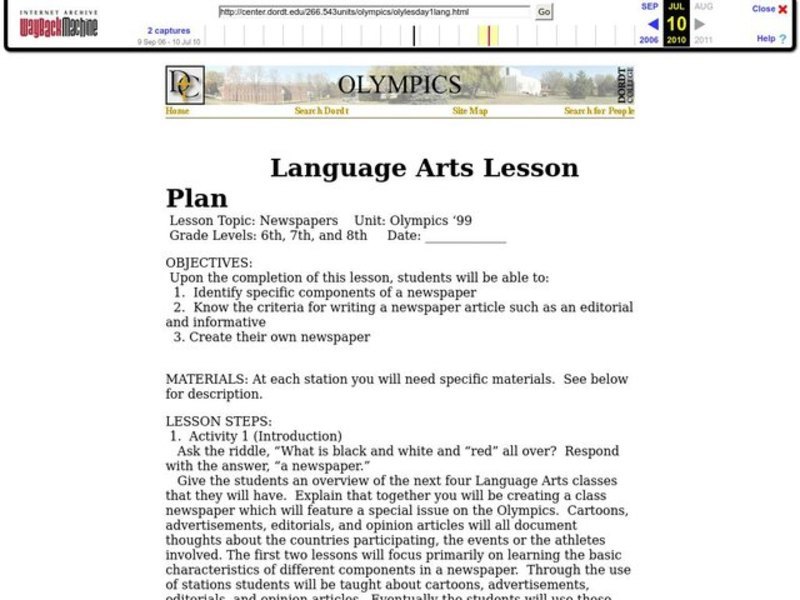 Newspapers Lesson Plan