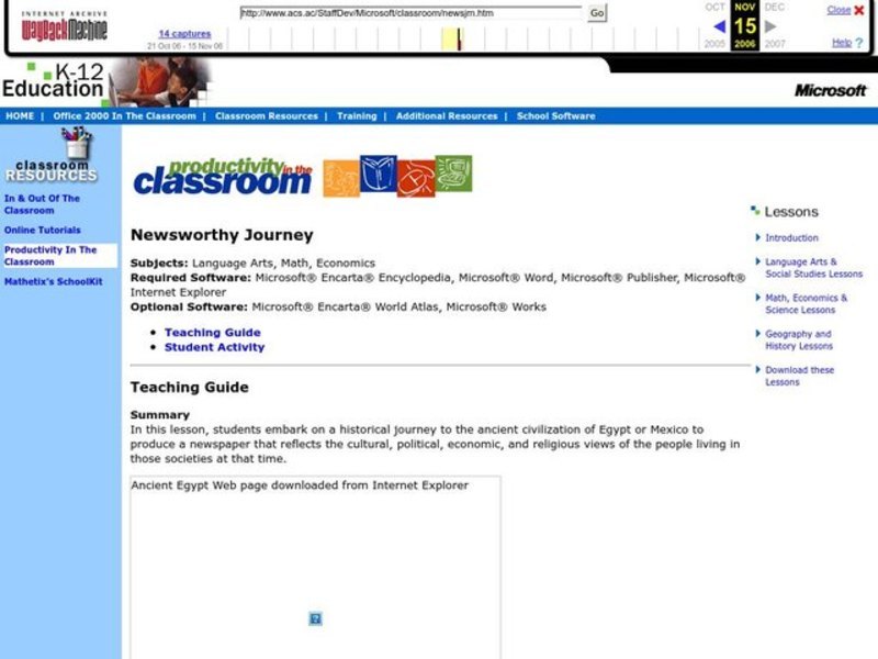 Newsworthy Journey Lesson Plan
