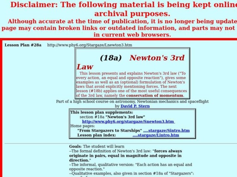 NEWTON'S 3RD LAW Lesson Plan