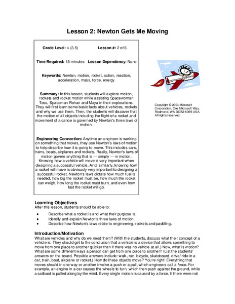 Newton Gets Me Moving Lesson Plan