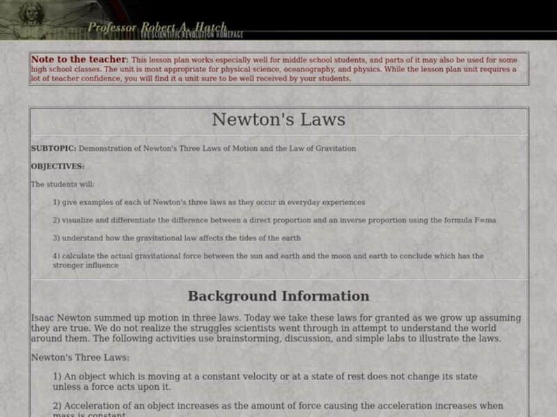 Newton's Laws Lesson Plan