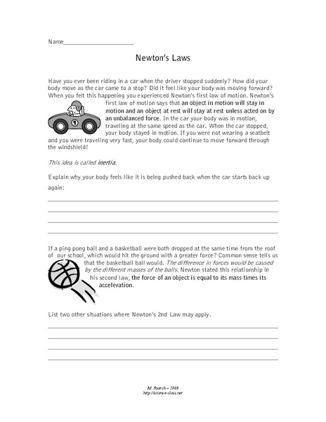 Newton's Laws Lesson Plan