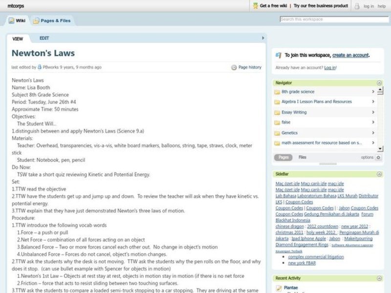 Newton's Laws Lesson Plan