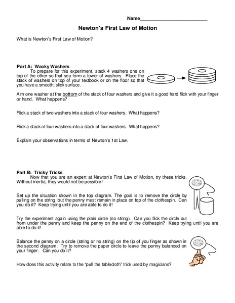 Newton's Laws of Motion Worksheet