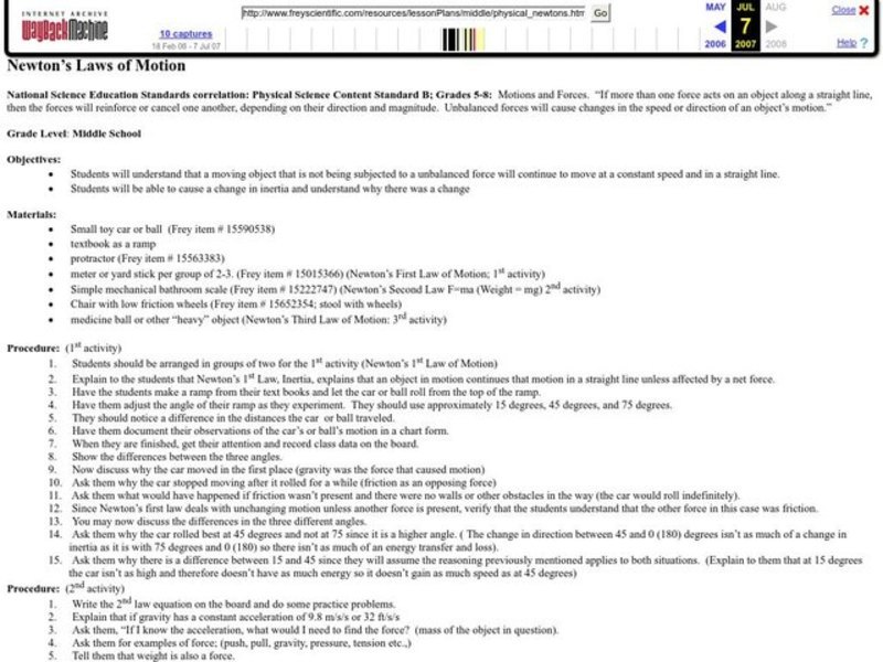 Newton's Laws of Motion Lesson Plan