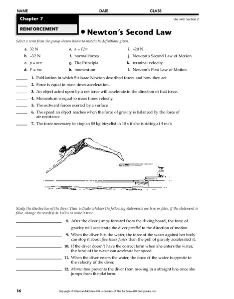 Newton's Second Law Worksheet